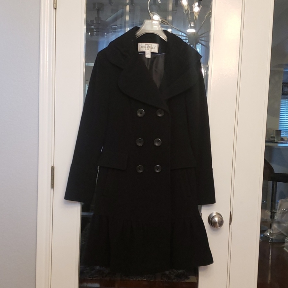 Dontella Black Wool Winter Coat Size 4 NWT